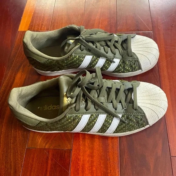 adidas | Shoes | Rare Adidas Superstar Green Crosshatch Design Mens Size 9  | Poshmark